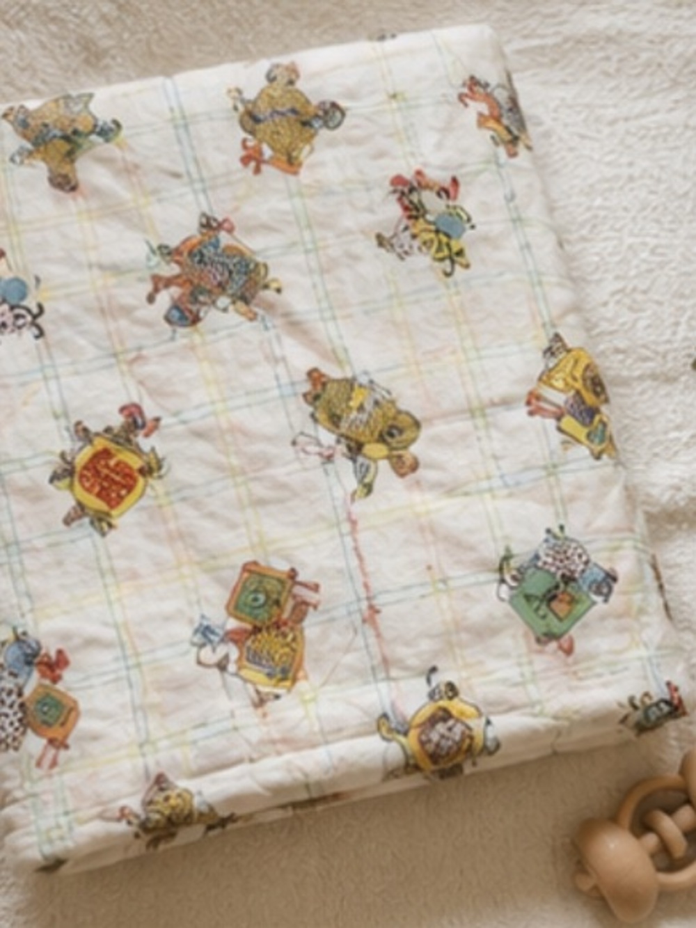 VTG 80s Romper Room Baby Crib Blanket Plush Soft Nursery